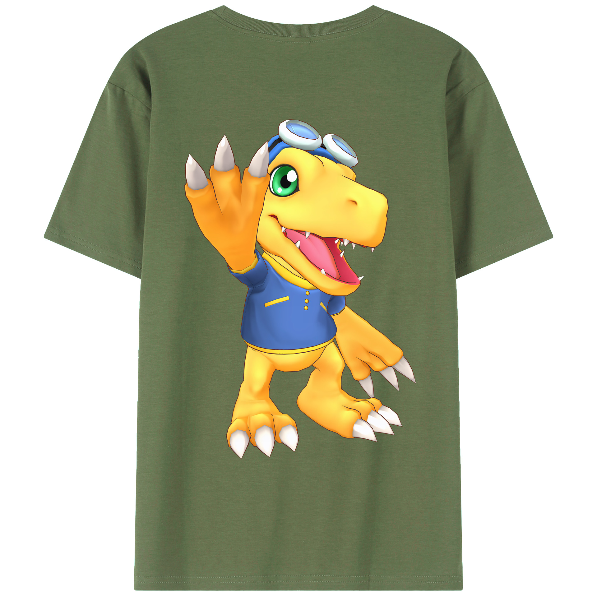 （画像用） Digimon デジタルモンスター/デジモン 綿100％ メンズ半袖Tシャツ（バックプリント） 通気性